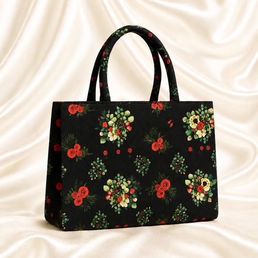 Floral Black Tote Bag
