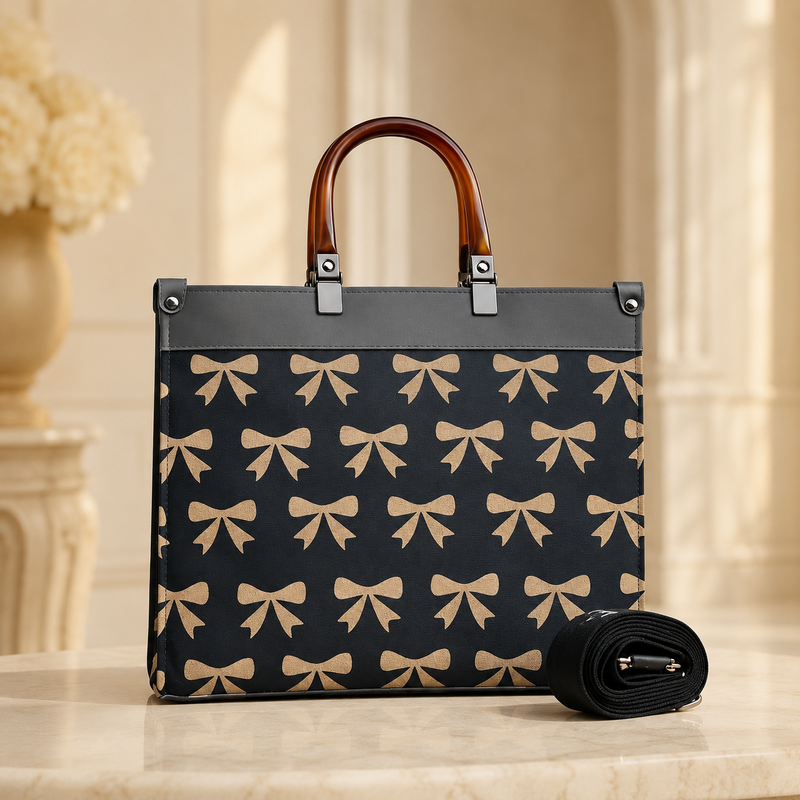 Bow Bag With Acrylic Handle With Long belt