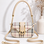 Plaid Flap Saddle Bag With Chain Strap