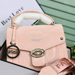 Crinkled Leather Top-Handle Flap Bag