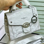 Crinkled Leather Top-Handle Flap Bag