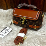 Elegant Monogram Buckle Top-Handle Bag