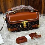 Premium Top-Handle Crossbody Bag with Pearl Stitched Flap