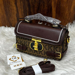 Premium Top-Handle Crossbody Bag with Pearl Stitched Flap