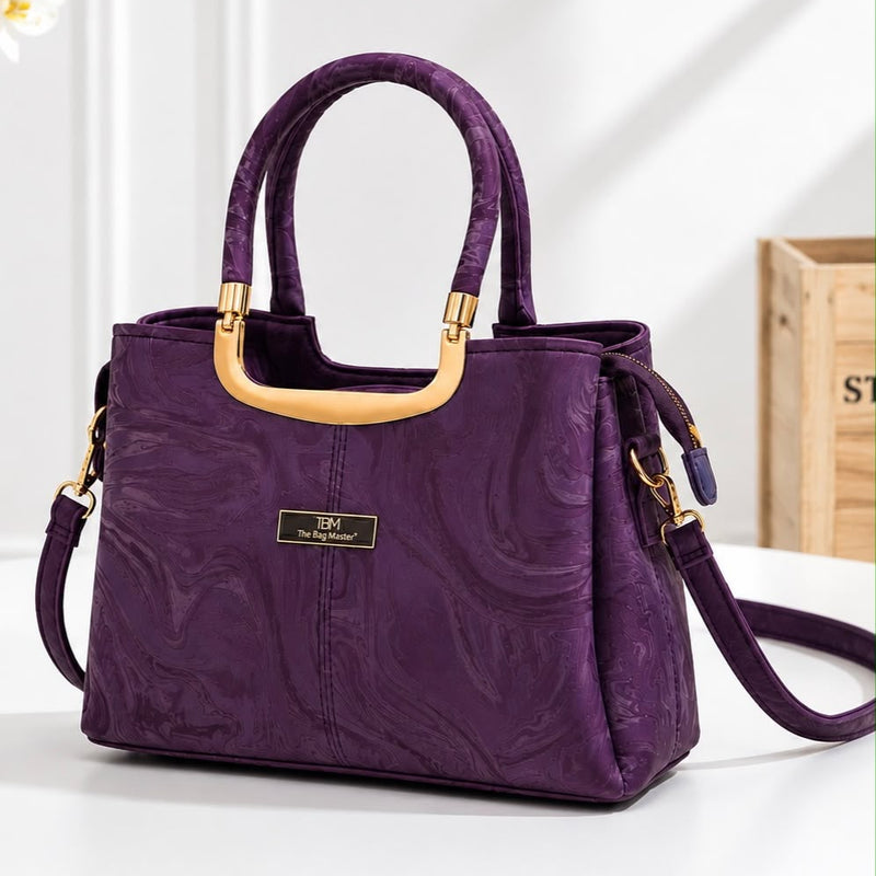 Textured Marble Pattern Top-Handle Satchel