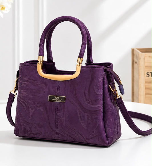 Textured Marble Pattern Top-Handle Satchel