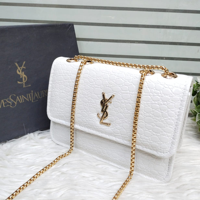 Luxury Croc-Embossed Chain Flap Bag