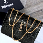Luxury Croc-Embossed Chain Flap Bag