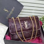 Luxury Croc-Embossed Chain Flap Bag