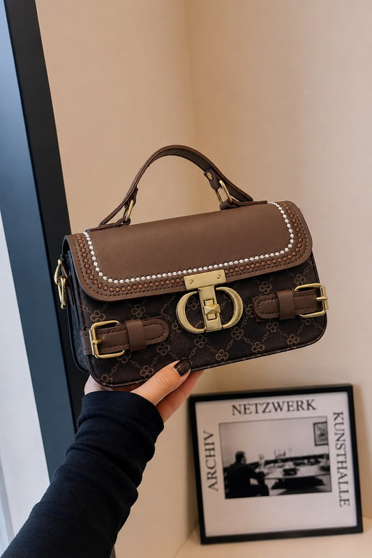 Flap Satchel Bag with Buckle