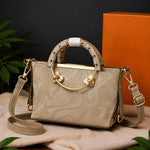 Marble Textured Ring-Handle Satchel & Crossbody Bag