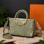 Marble Textured Ring-Handle Satchel & Crossbody Bag