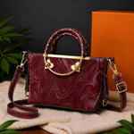 Marble Textured Ring-Handle Satchel & Crossbody Bag