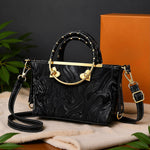 Marble Textured Ring-Handle Satchel & Crossbody Bag