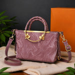 Marble Textured Ring-Handle Satchel & Crossbody Bag