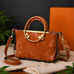 Marble Textured Ring-Handle Satchel & Crossbody Bag