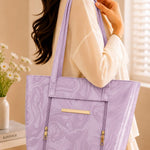 Marble Textured Double-Zipper Tote Bag