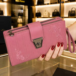 Floral Embroidered Multi-Zip Clutch Wallet