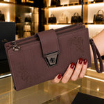 Floral Embroidered Multi-Zip Clutch Wallet