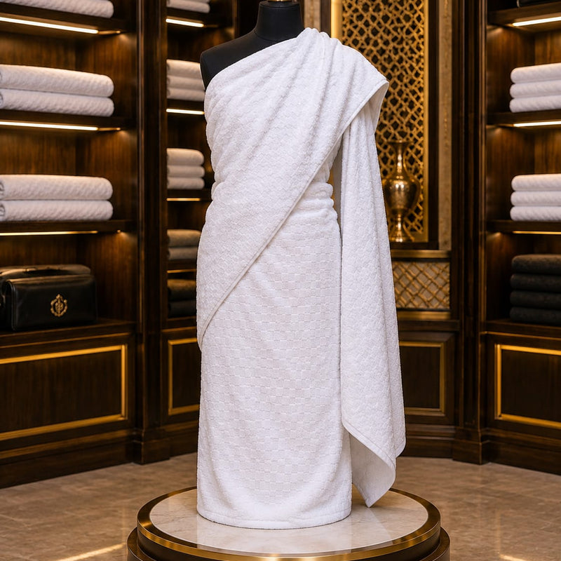 Luxury Checkered Pattern Cotton Ihram Set