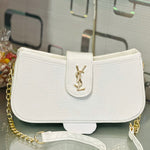 Croco Texture YSL Logo Chain Shoulder Bag