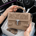 Floral Embossed Top-Handle Satchel & Crossbody Bag