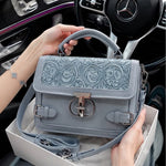 Floral Embossed Top-Handle Satchel & Crossbody Bag