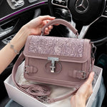 Floral Embossed Top-Handle Satchel & Crossbody Bag