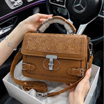 Floral Embossed Top-Handle Satchel & Crossbody Bag