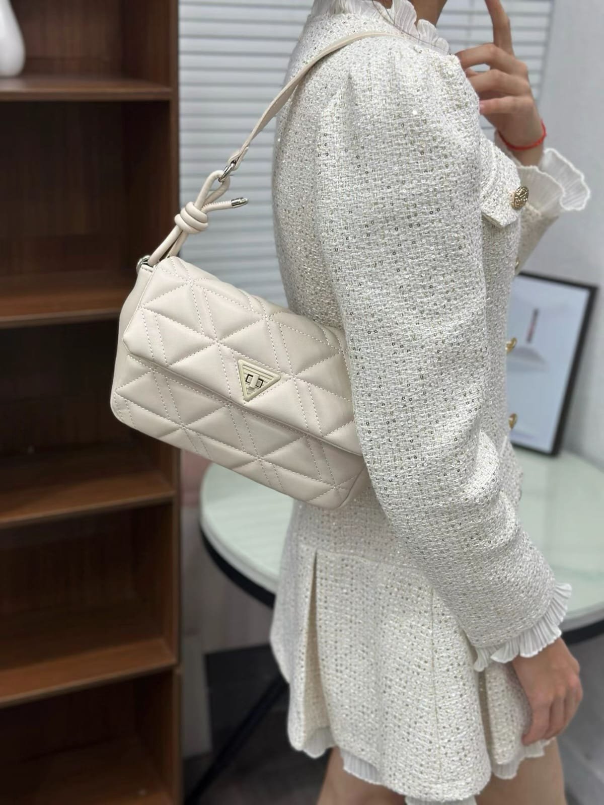 Triangle Padded Quilted Shoulder Bag