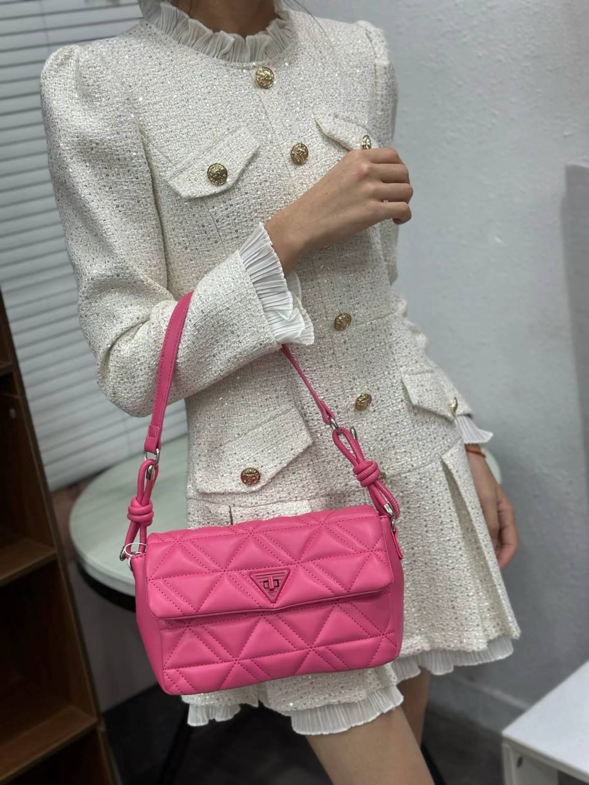 Triangle Padded Quilted Shoulder Bag
