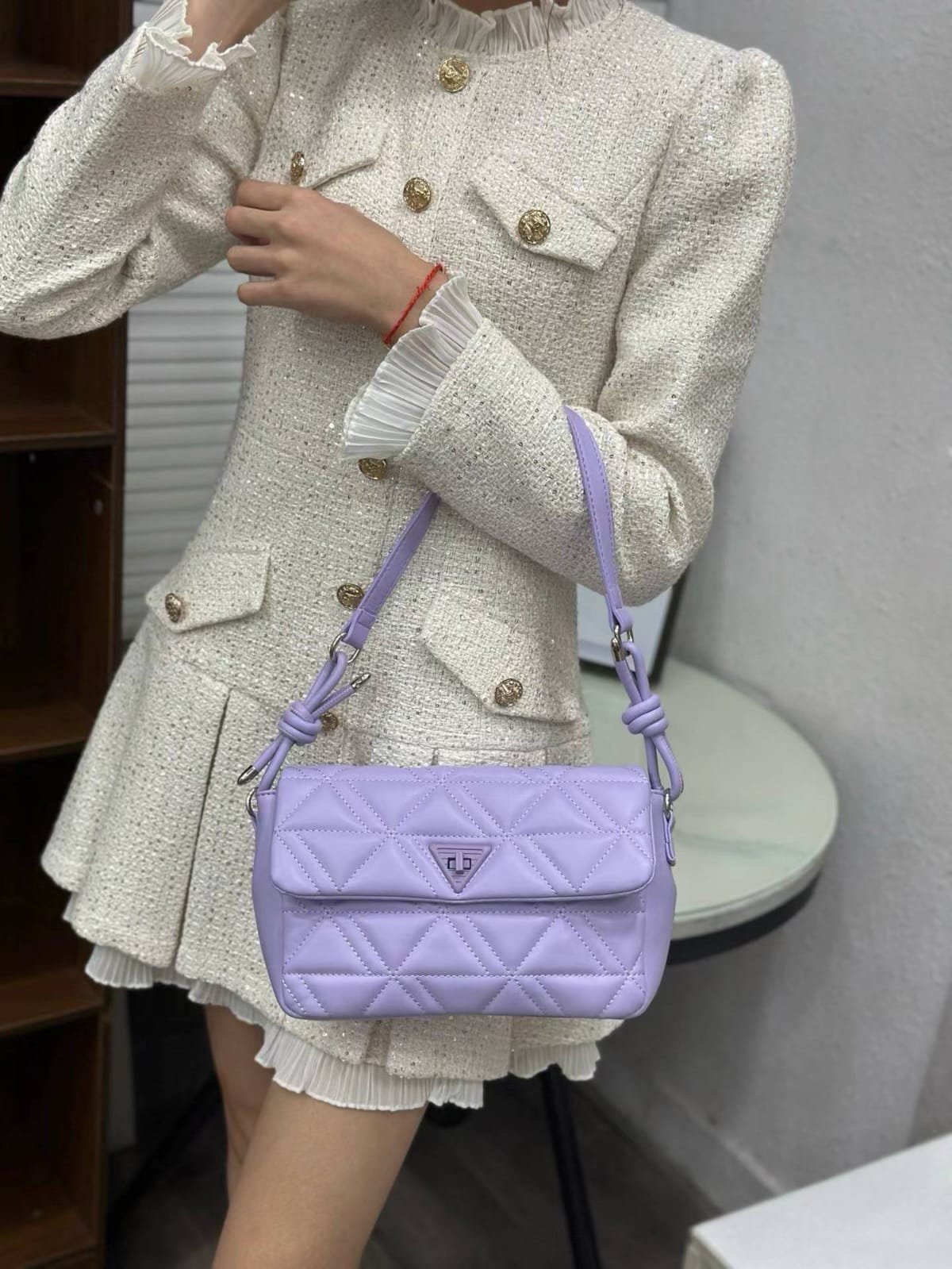 Triangle Padded Quilted Shoulder Bag