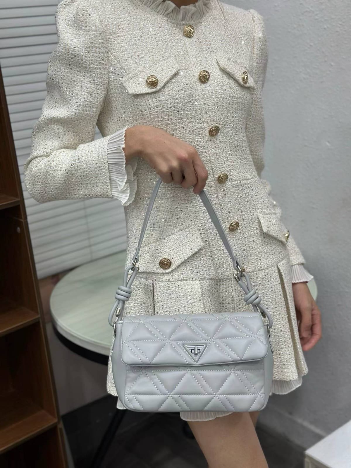 Triangle Padded Quilted Shoulder Bag