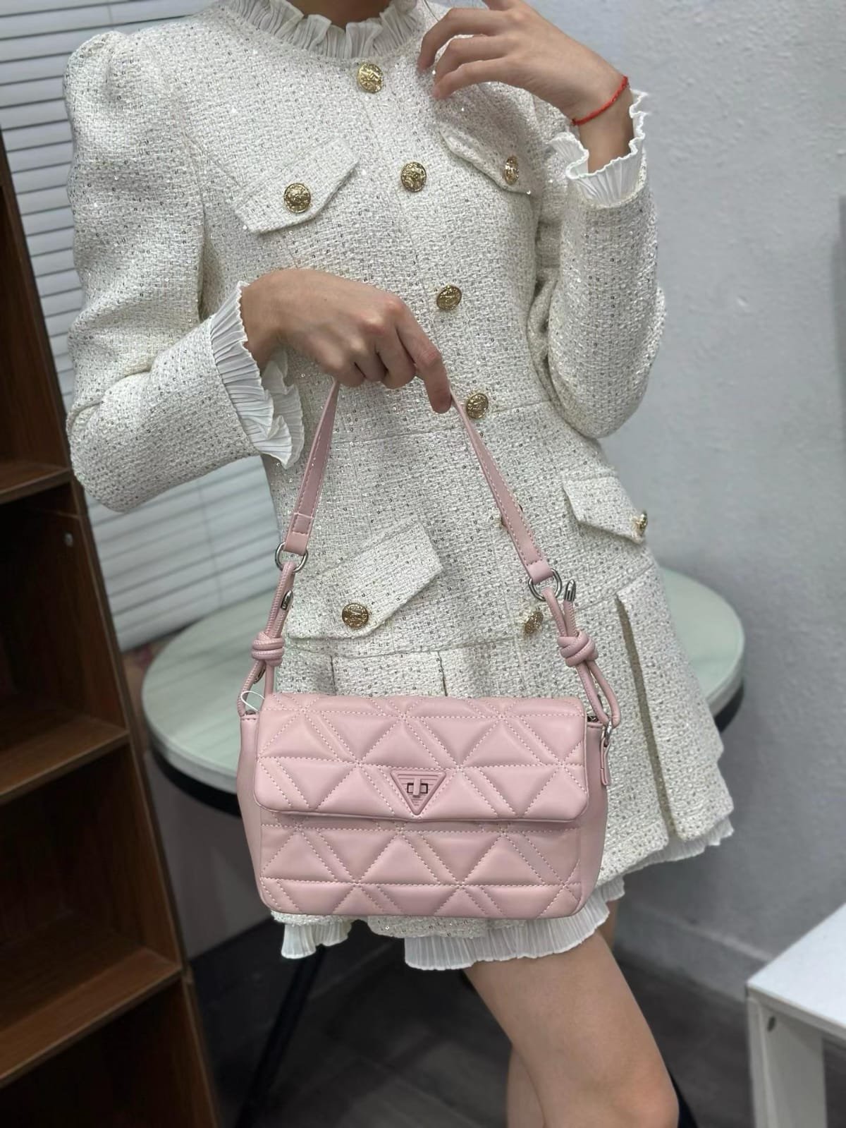 Triangle Padded Quilted Shoulder Bag