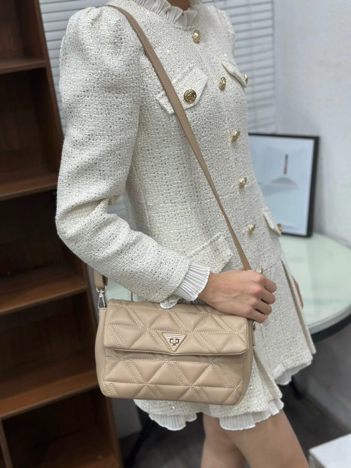 Triangle Padded Quilted Shoulder Bag
