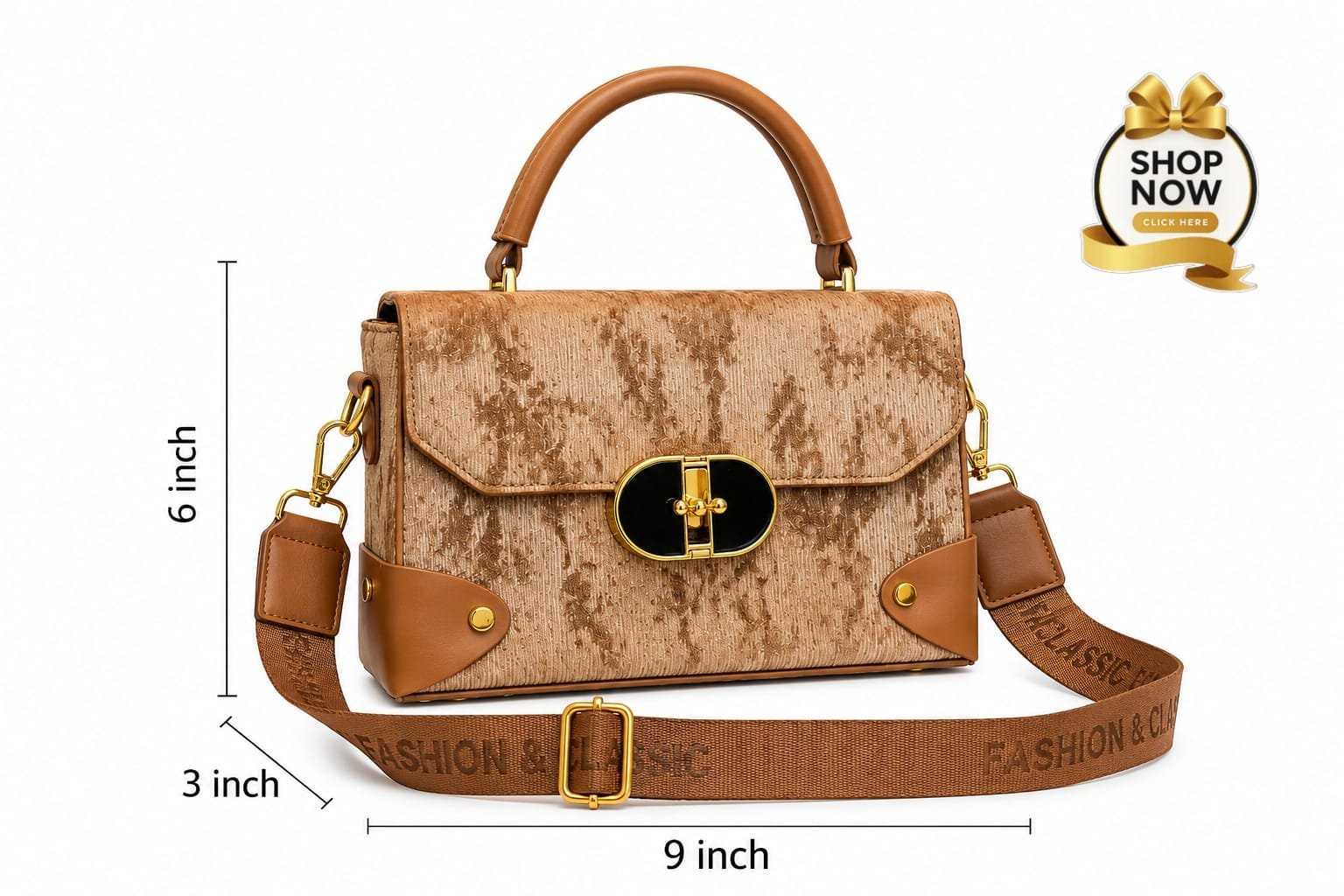 Textured Velvet Flap Top-Handle Bag