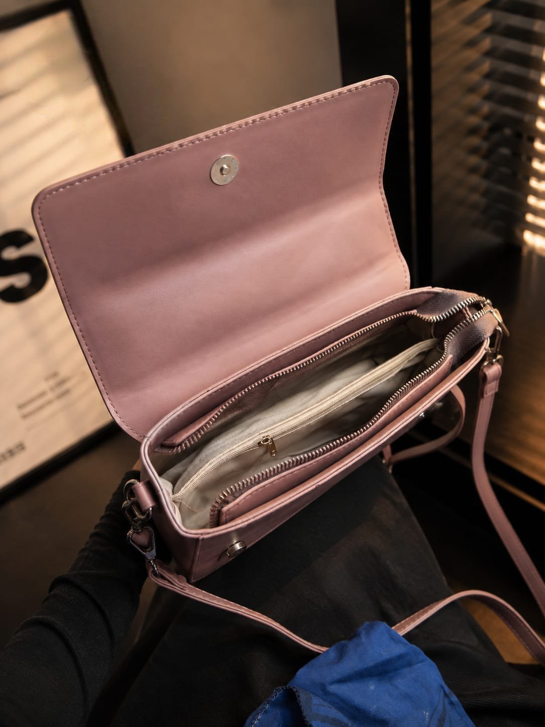 Elegant Leatherette Flap Shoulder Bag with Bow Detail