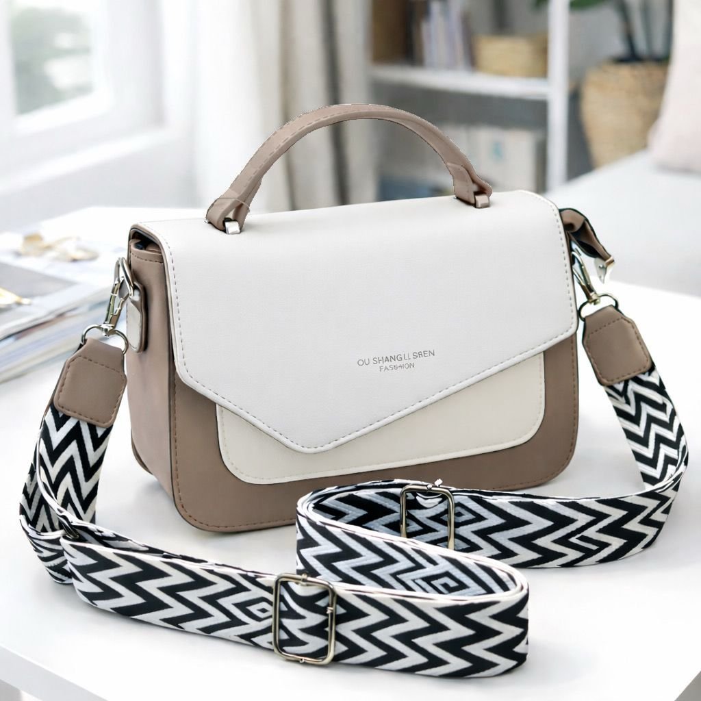 Dual-Tone Envelope Flap Crossbody Bag
