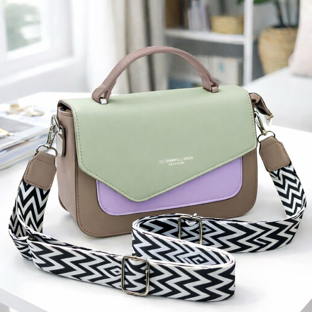 Dual-Tone Envelope Flap Crossbody Bag