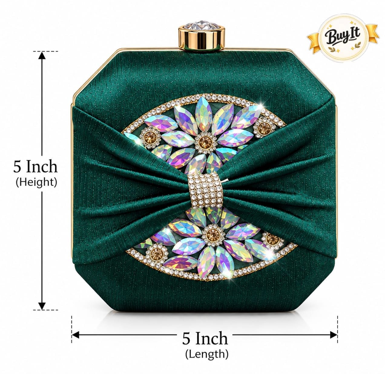 Crystal Brooch Silk Bow Evening Clutch Bag