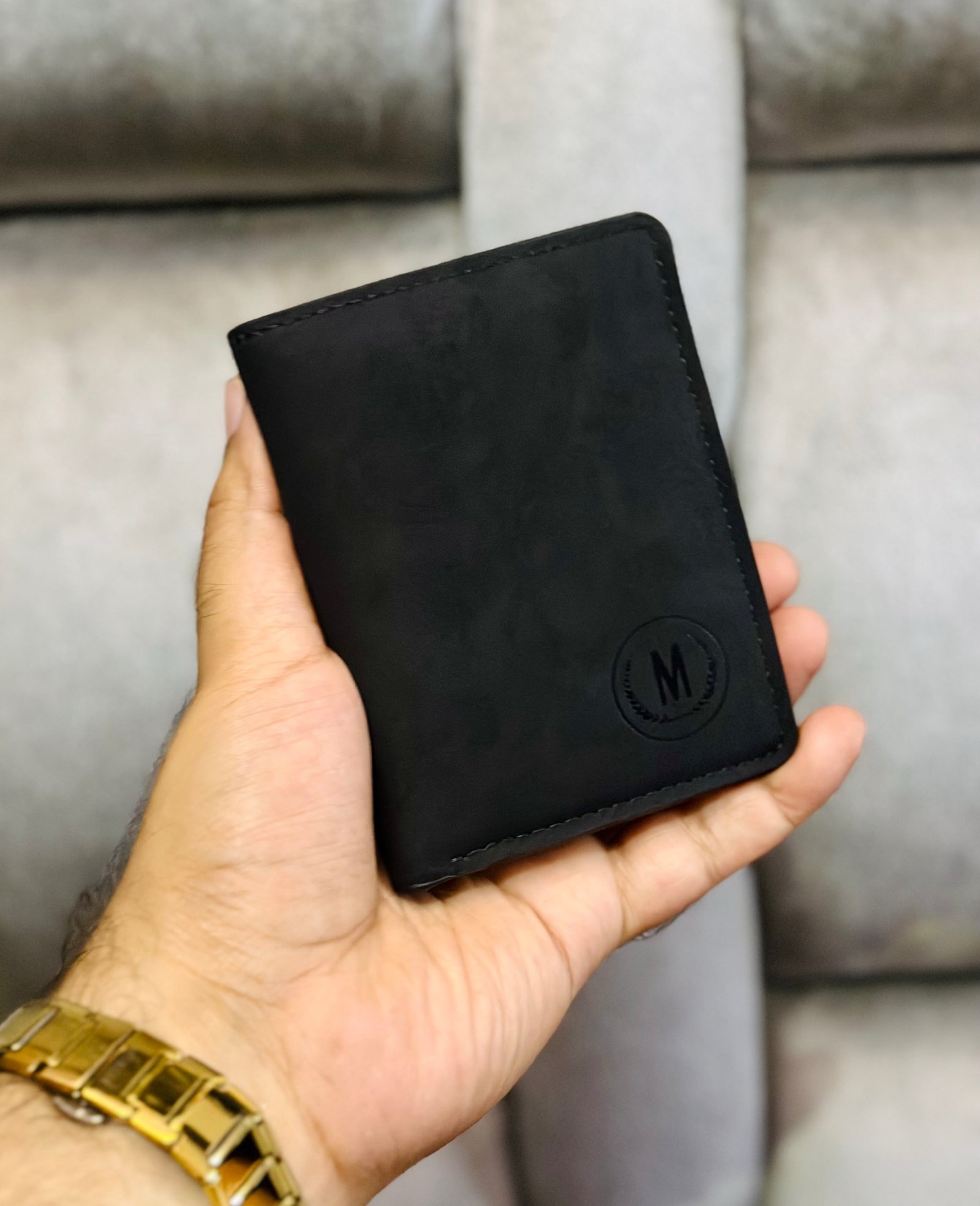 Minimalist Monogrammed Bifold Pocket Wallet