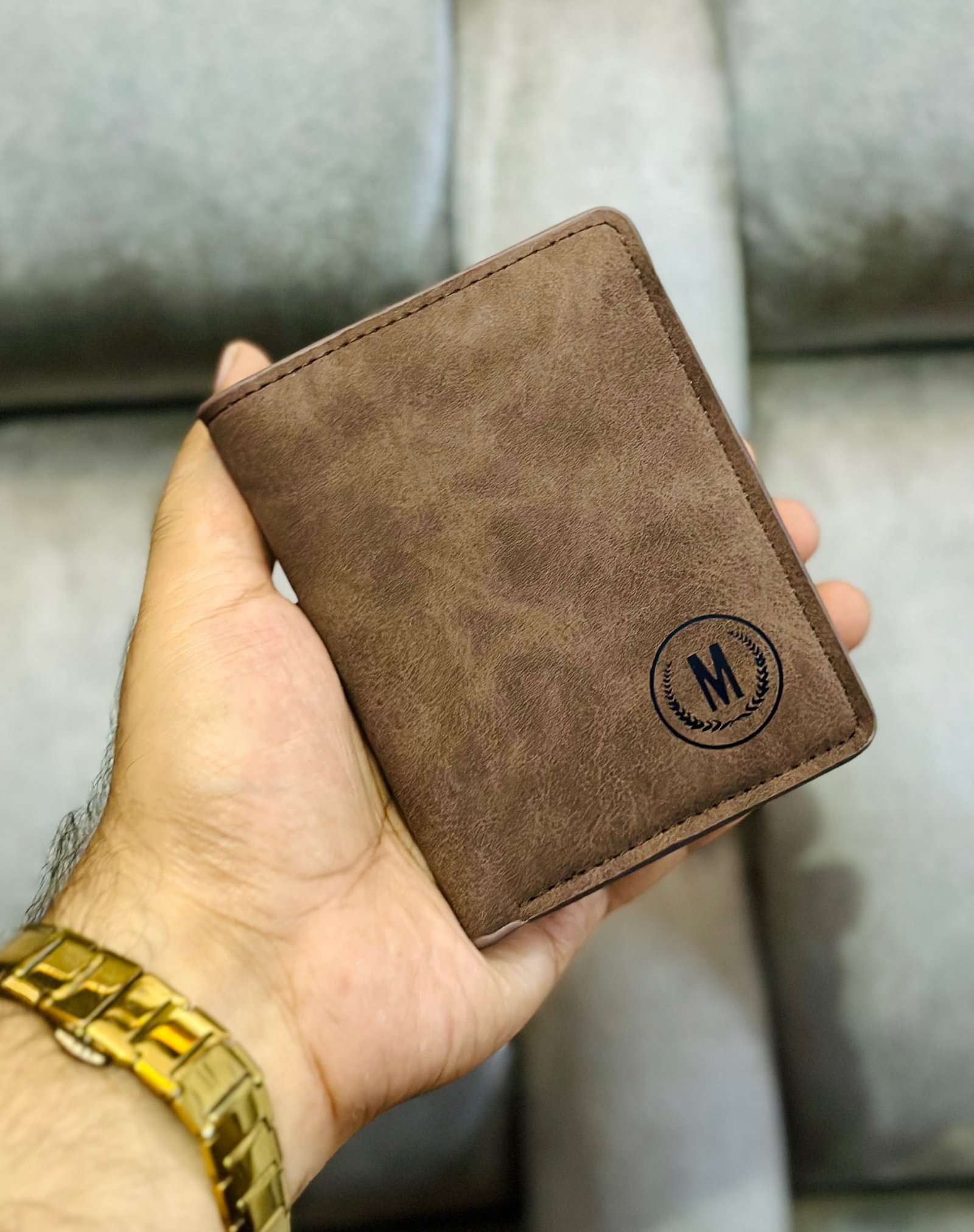 Minimalist Monogrammed Bifold Pocket Wallet