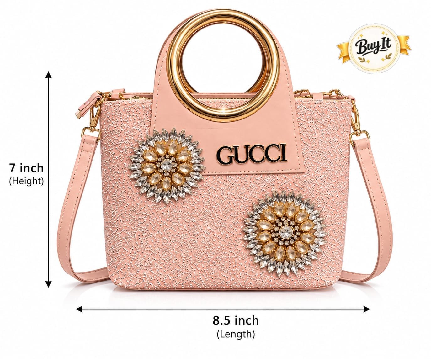 Crystal Sunflower Embellished Ring Top-Handle Tote
