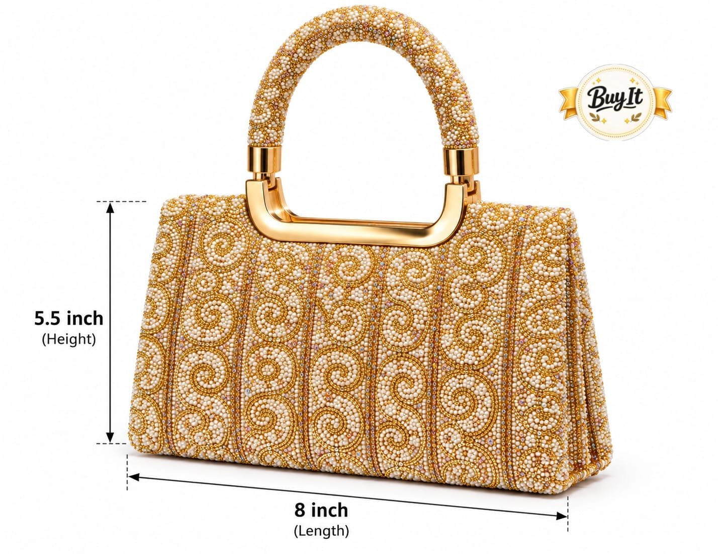 Pearl & Crystal Swirl Embellished Evening Tote