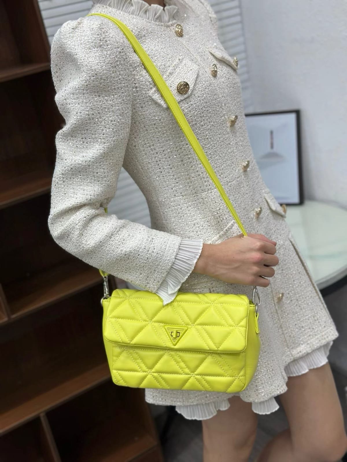 Triangle Padded Quilted Shoulder Bag