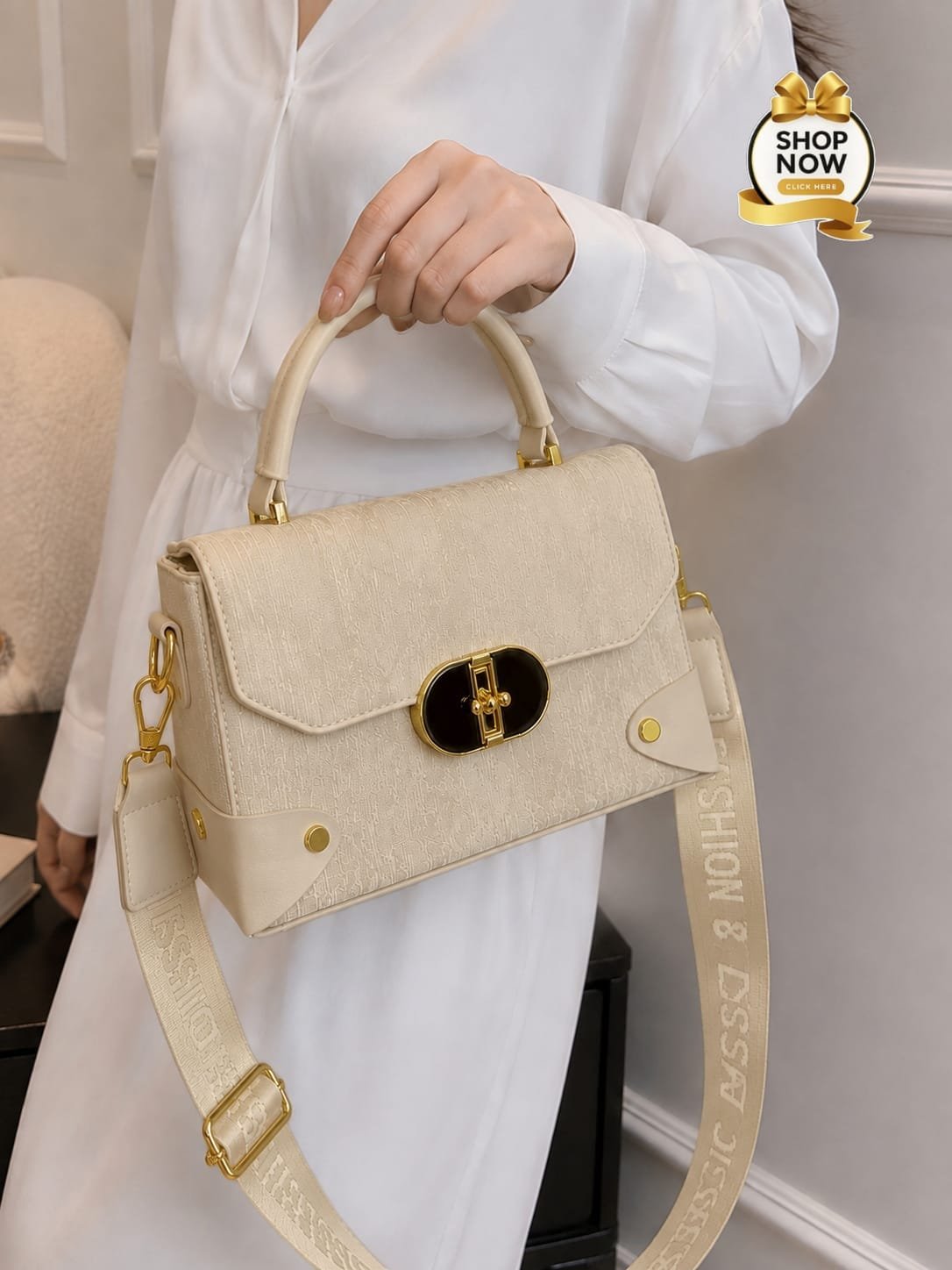 Textured Velvet Flap Top-Handle Bag