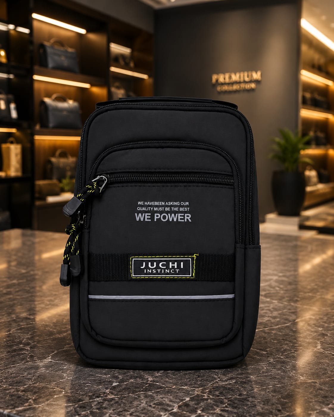UCHI INSTINCT Black Utility Sling Bag