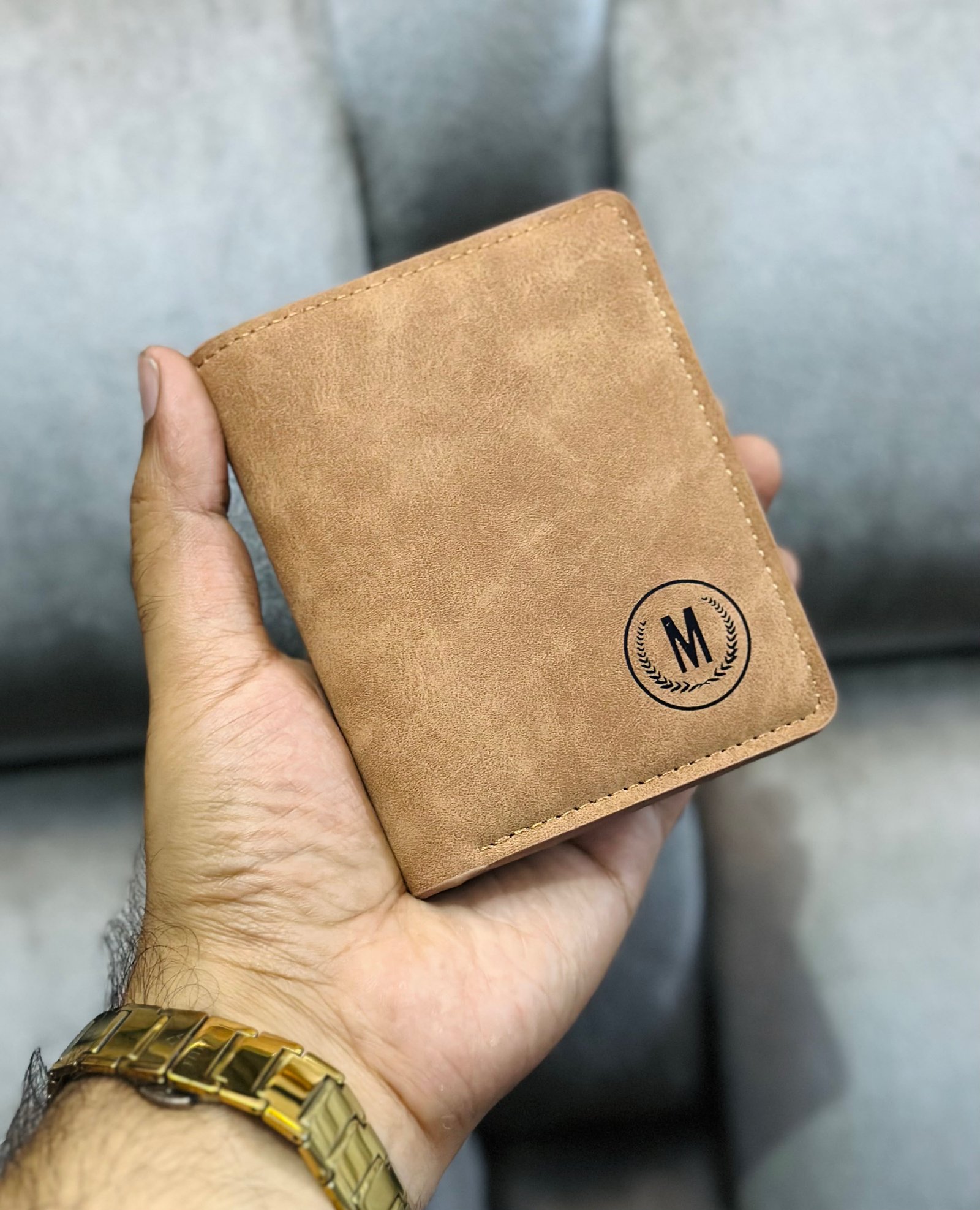 Minimalist Monogrammed Bifold Pocket Wallet